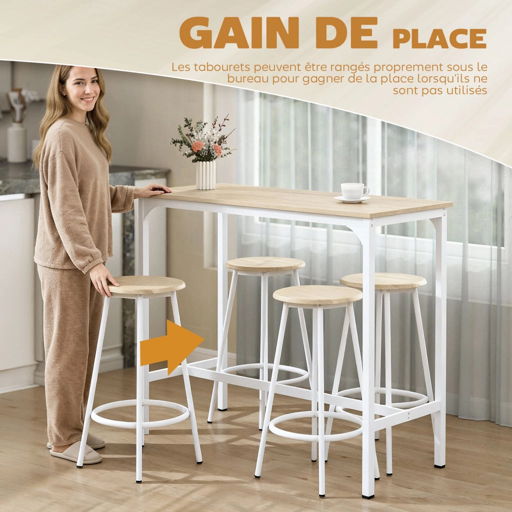 Tavolo da pranzo allungabile con 4 sgabelli ¨C zephmum ¨C struttura metallo effetto legno