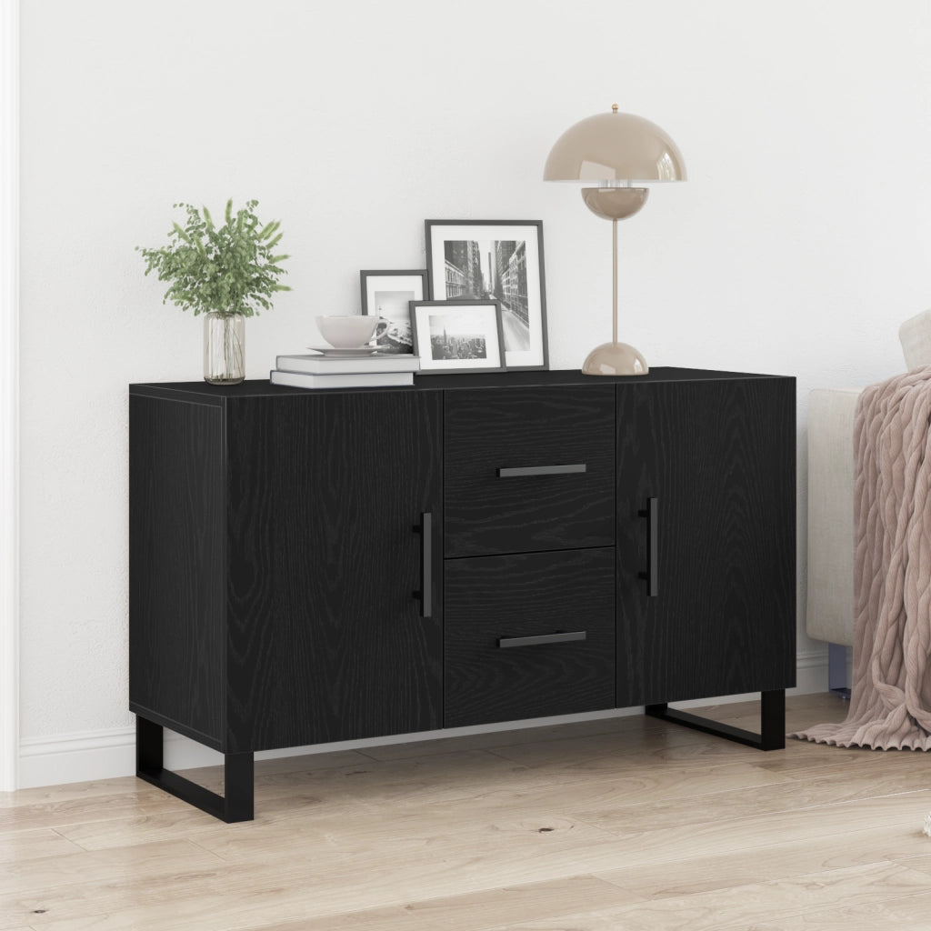 Sideboard  Nero Rovere 100x36x60 cm Legno ingegnerizzato