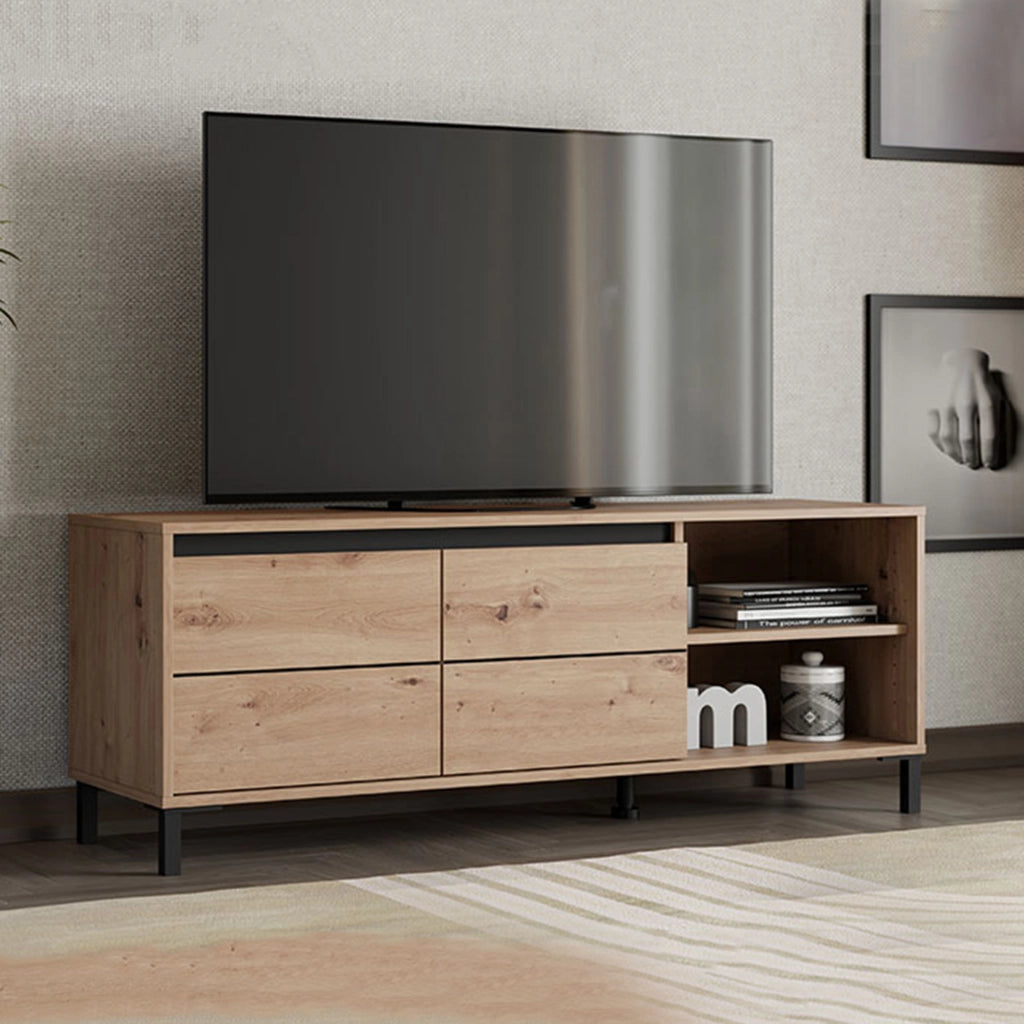 Cigno, Mobile Porta tv 2 Ripiani, 138x40x52h cm Marrone Rovere Nodi