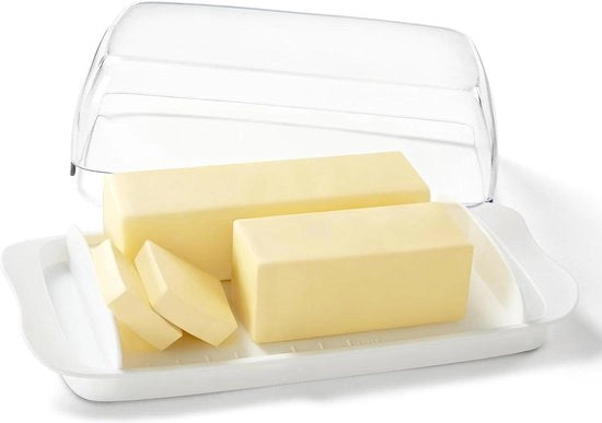 Piatto di plastica grande - con coperchio e maniglie - sicuro per lavastoviglie - bianco