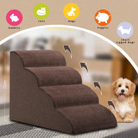 Scala 4Gradini per Animali Domestici Marrone per Gatti Cani con Rullo Rimuovi Peli