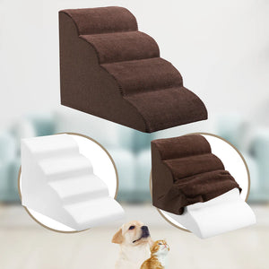 Scala 4Gradini per Animali Domestici Marrone per Gatti Cani con Rullo Rimuovi Peli