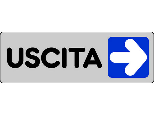 etichetta segnaletica adesiva uscita a destra 10 pz.  cm. 15x5. cod:ferx.vit19579