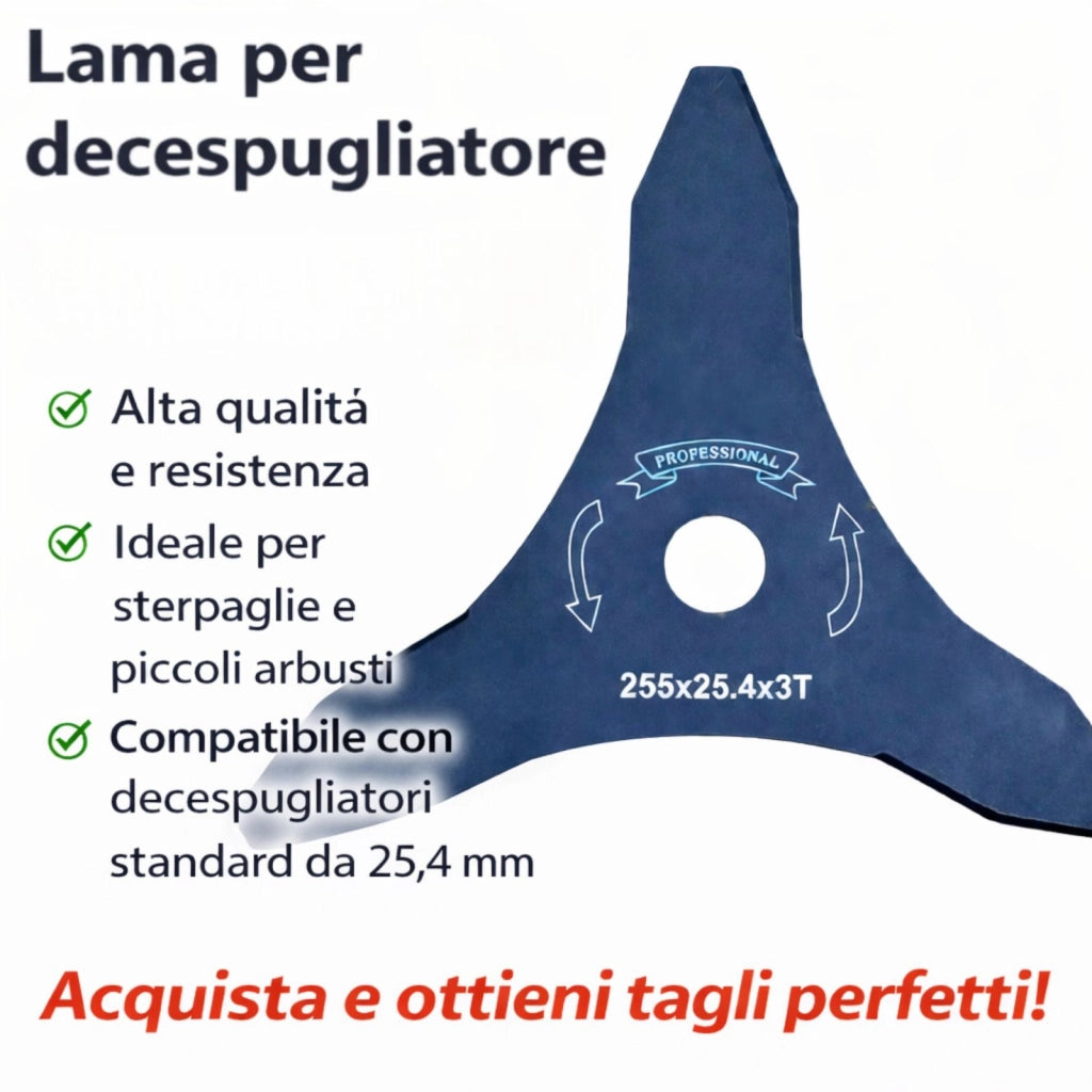 Ricambio Disco Per Decespugliatore 3 Lame Lama 255 mm Foro 25,4 mm | 07853