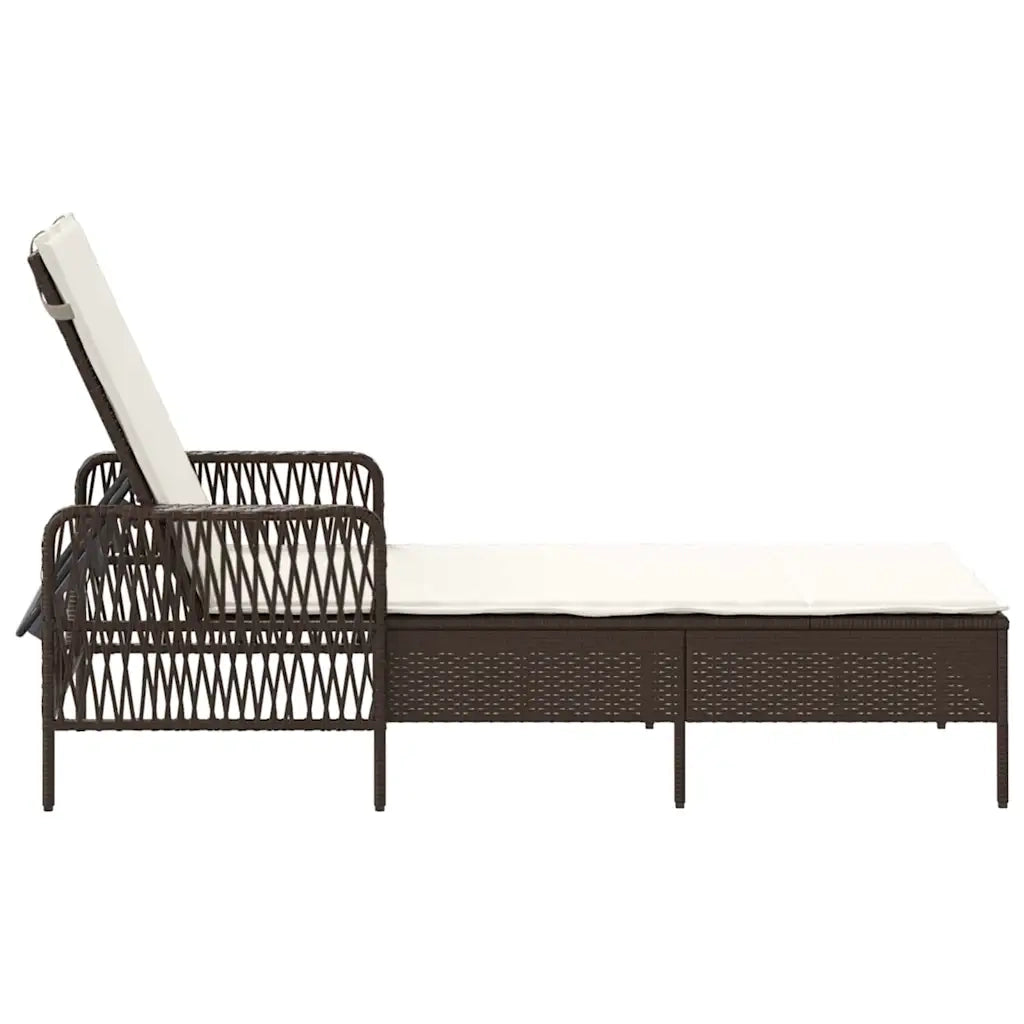 Lettino da sole Marrone e Bianco Crema 55 x 200 x 92 cm 365426