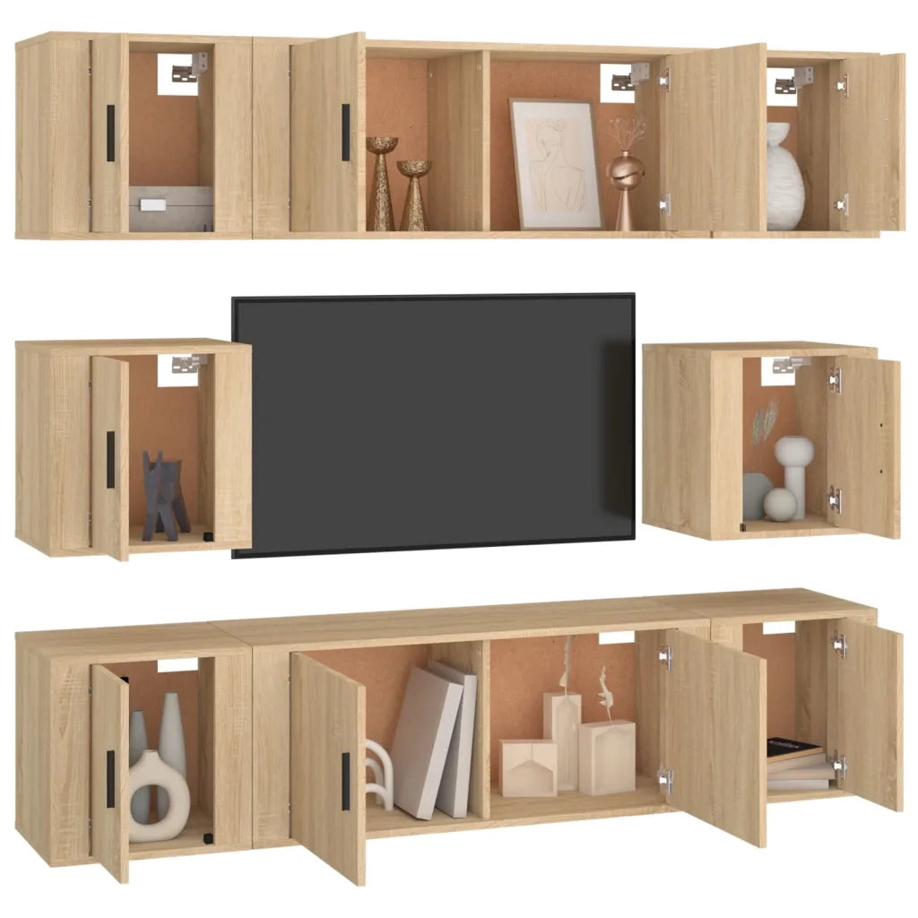 Set Mobili Porta TV 8pz | Armadietto TV | Mobile Porta TV Rovere Sonoma in Legno Multistrato