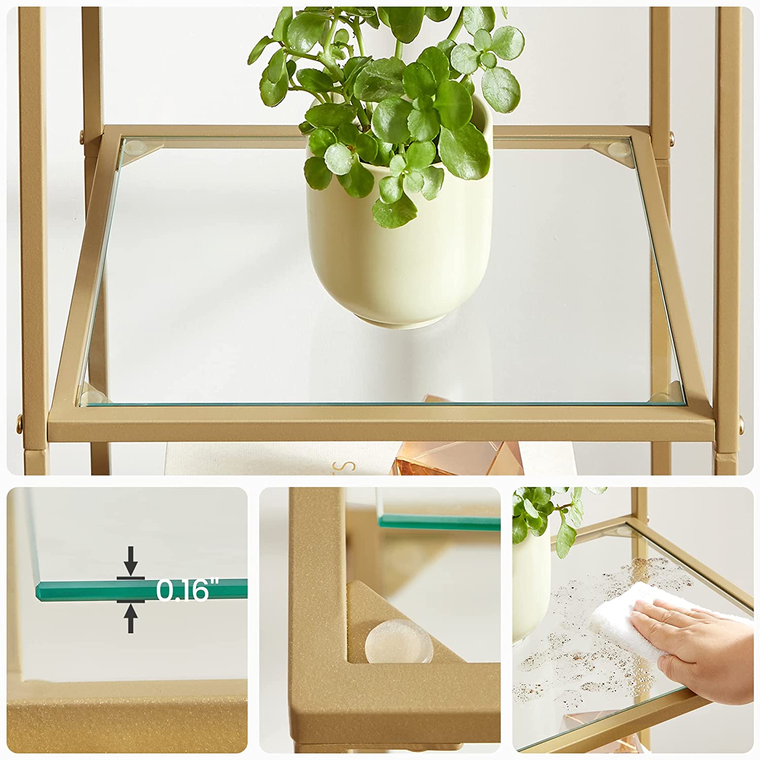 Libreria VALORA in vetro e acciaio dorato - LGT029A01