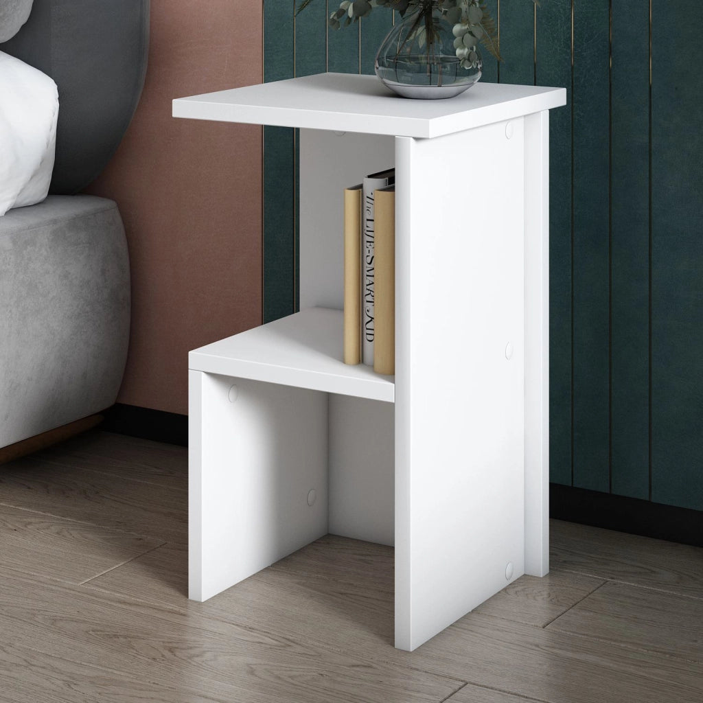 Comodino in legno "Roisin" - 30 x 30 x 50 cm - Bianco
