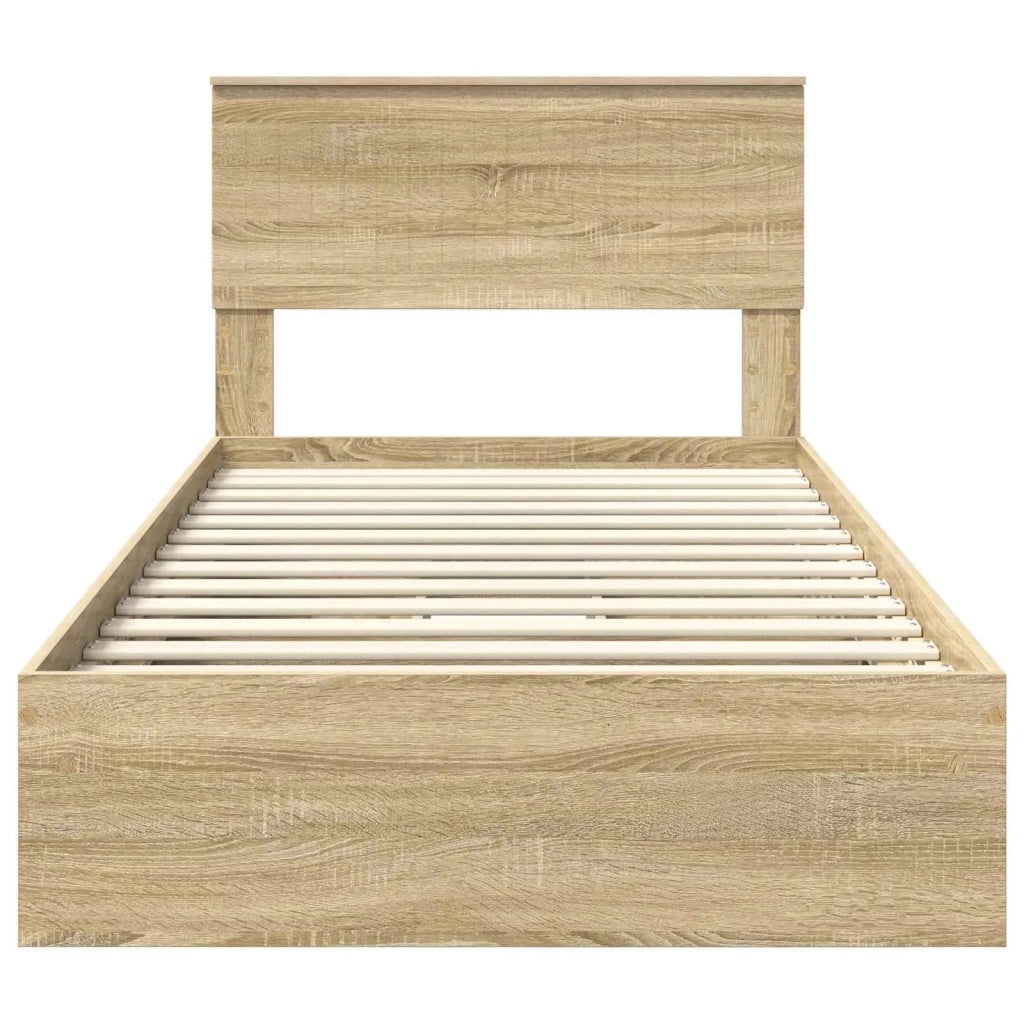 Letto con Contenitore con testiera Rovere Sonoma 100 x 200 cm