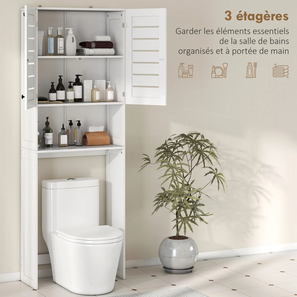Mobile Bagno Sottolavabo e Lavatrice ¨C Zephmum ¨C Legno Multistrato Bianco 67x31.5x190cm