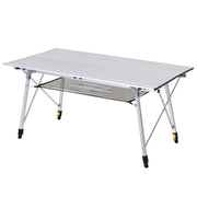 Tavolo da Picnic Pieghevole Regolabile ¨C Zephmum ¨C Alluminio Argento 120x69x59-78 cm