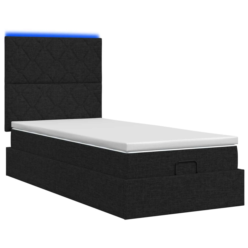 Letto Ottomano con Materasso e LED Nero 80 x 200 cm Tessuto 3458112