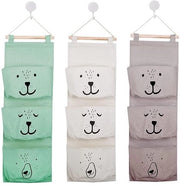 Organizzatore per la parete - Borsa di stoccaggio impermeabile - 20 x 60 cm - Lavabile a mano - Fatto di cotone/lino leggero