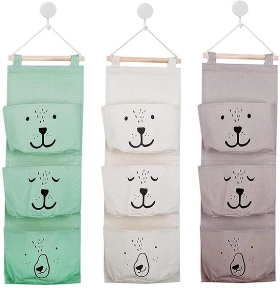 Organizzatore per la parete - Borsa di stoccaggio impermeabile - 20 x 60 cm - Lavabile a mano - Fatto di cotone/lino leggero