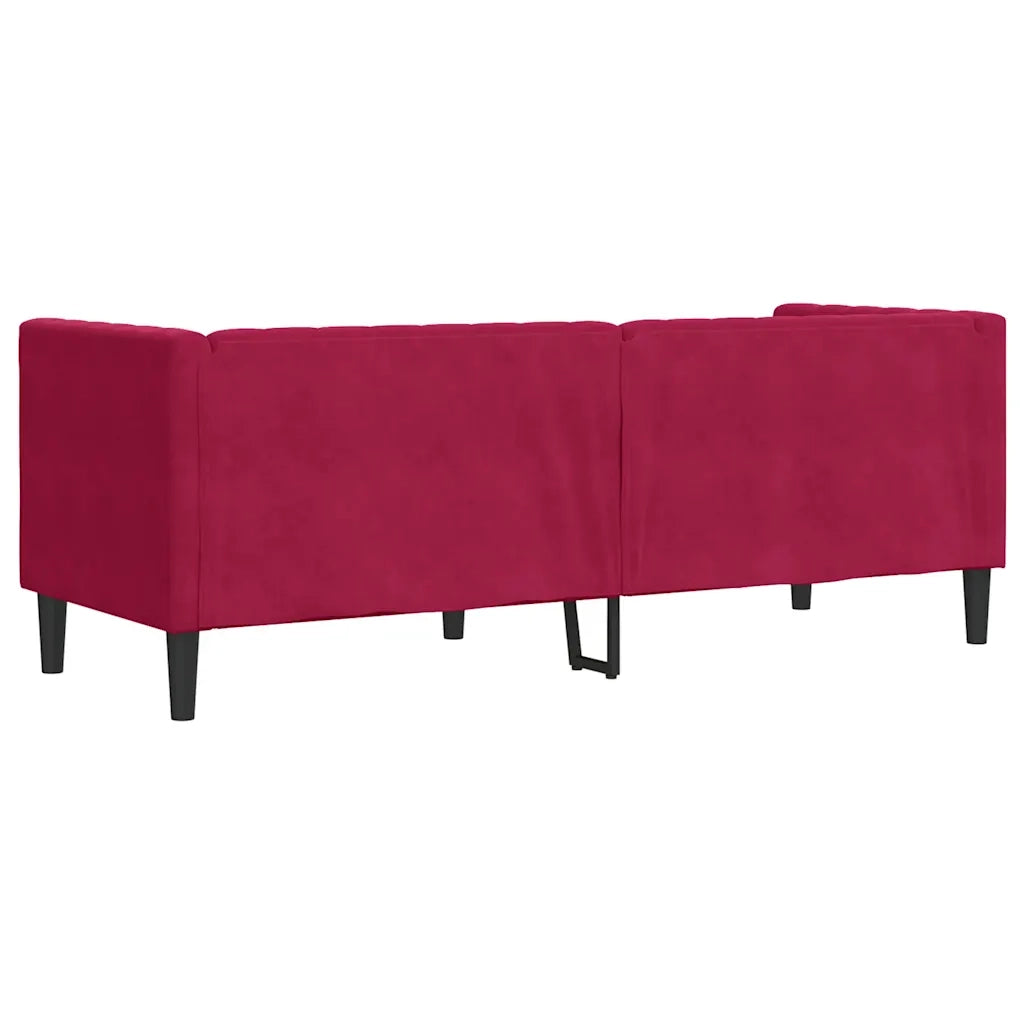 Divano Chesterfield con Rinforzi 3 Posti-Sofa 3 Posti-Divanetto Rosso Vino in Velluto