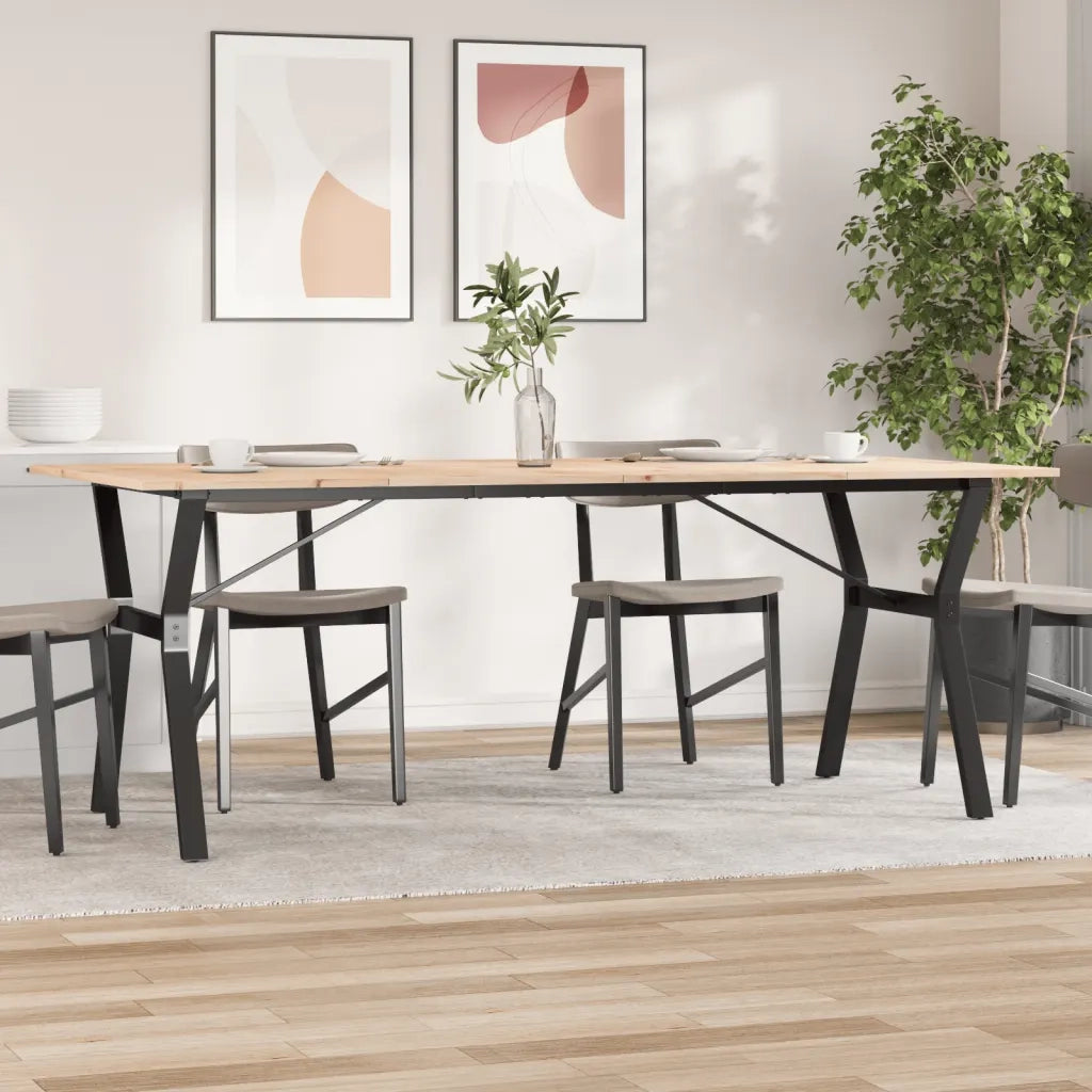 Tavolo da Pranzo Telaio a Y 200x100x75 cm Legno Pino e Acciaio