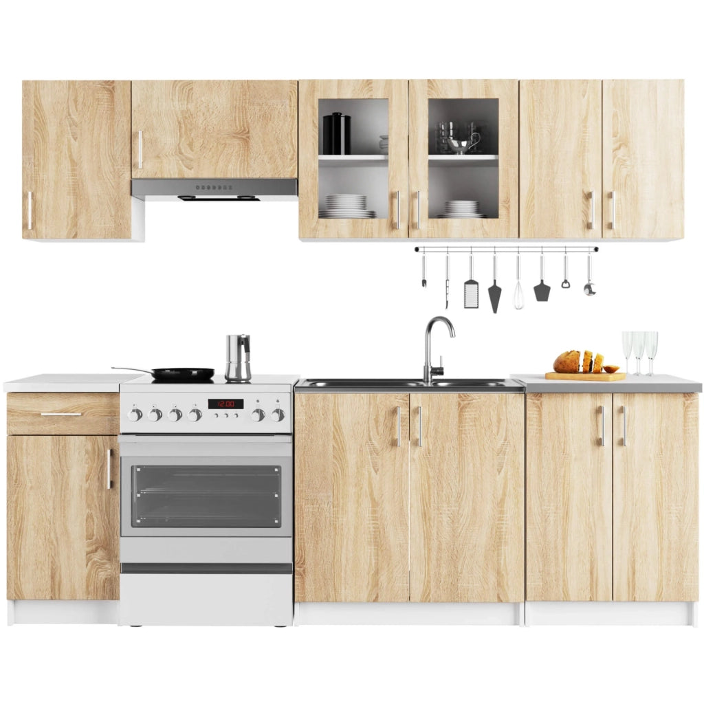 Vetrina da cucina sospesa AKORD LIMA Bianca 80 cm 2 porte inserto frontale Quercia Sonoma 80x30,5x58 cm
