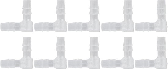 Set di 10 connettori a T in plastica per connessioni di tubi con filo spinato e adattatori L (6mm)