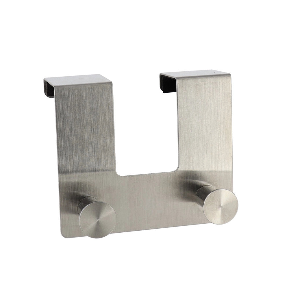 Trade Shop - Appendiabiti Da Porta Con 2 Ganci 12.5 X 11.5cm Silver Asciugamani Vestiti 87783 -