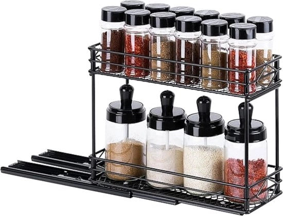 Organizzatore a doppia quota con estrazione a rullo - mobile da cucina e bagno pieghevole - organizzatore da appendere - binario scorrevole - contenitore per flaconi di erbe