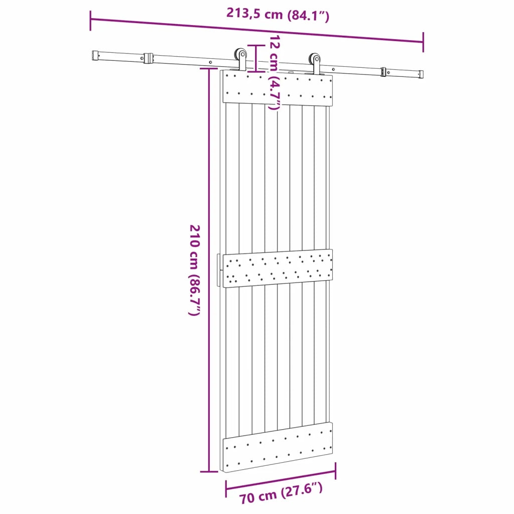 Porta scorrevole NARVIK Naturale e Nero 70 x 210 cm (213,5 cm) 3445269