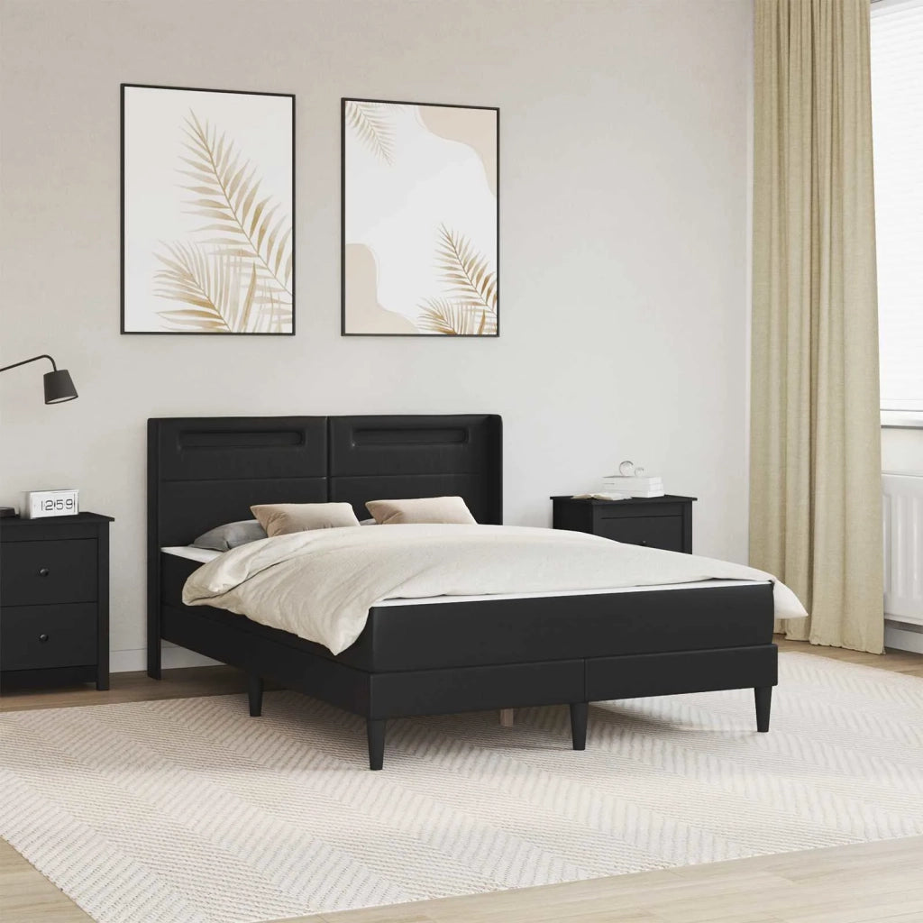 Struttura letto con materasso Nero 140 x 190 cm Similpelle