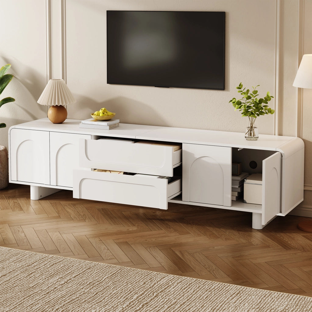 Mobile TV con 4 ante; 2 cassetti; passacavi e angoli arrotondati; per soggiorno; 180 × 40 × 46 cm
