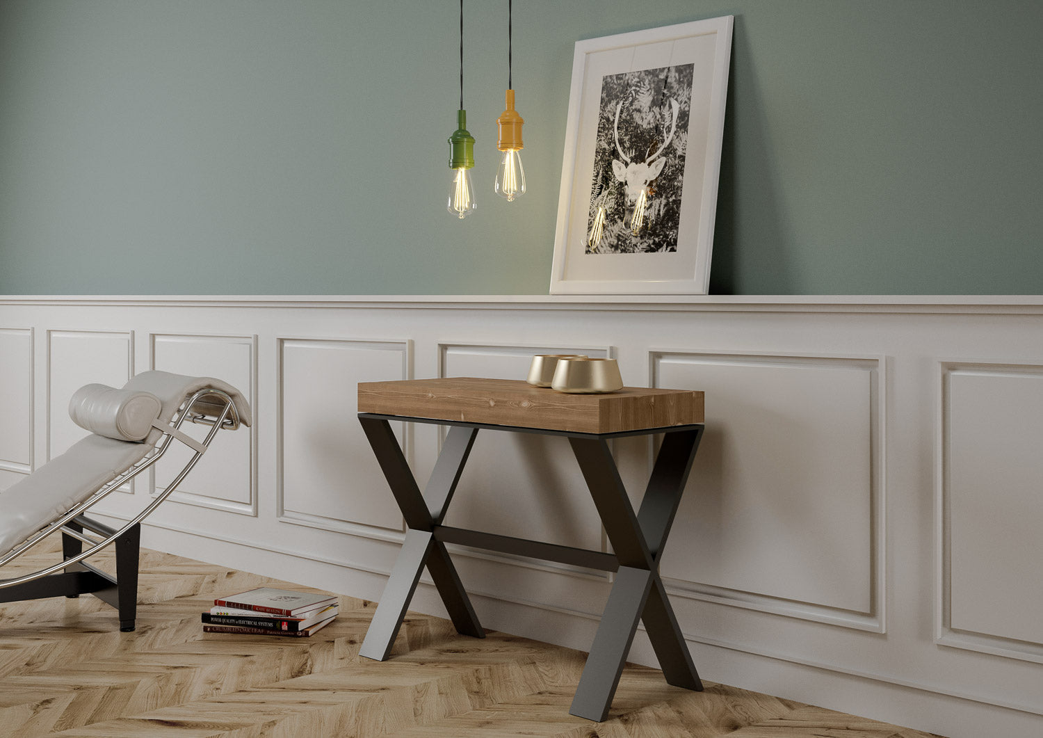 Consolle Allungabile 90-290x40x77 cm in Nobilitato Marrone