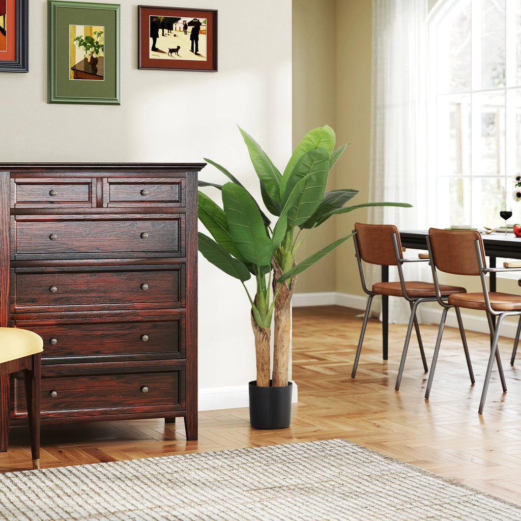 Pianta artificiale banano 120 cm ¨C zephmum ¨C verde vaso decorazione