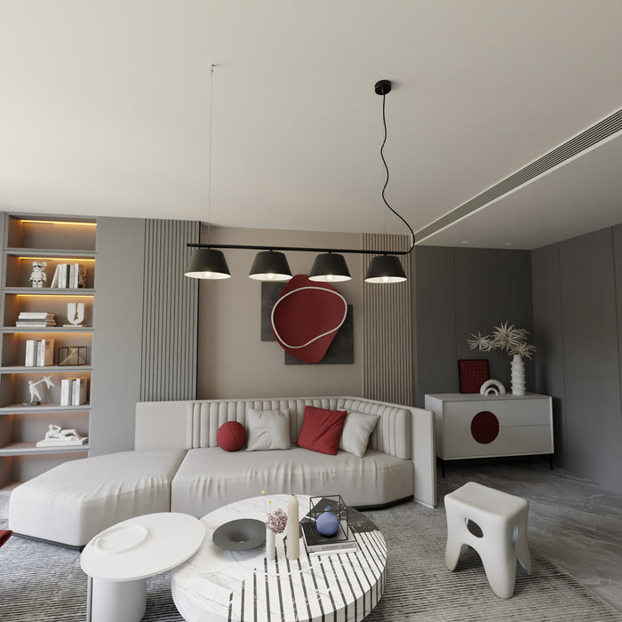 Sospensione Moderna 4 Luci Gelato In Acciaio Nero