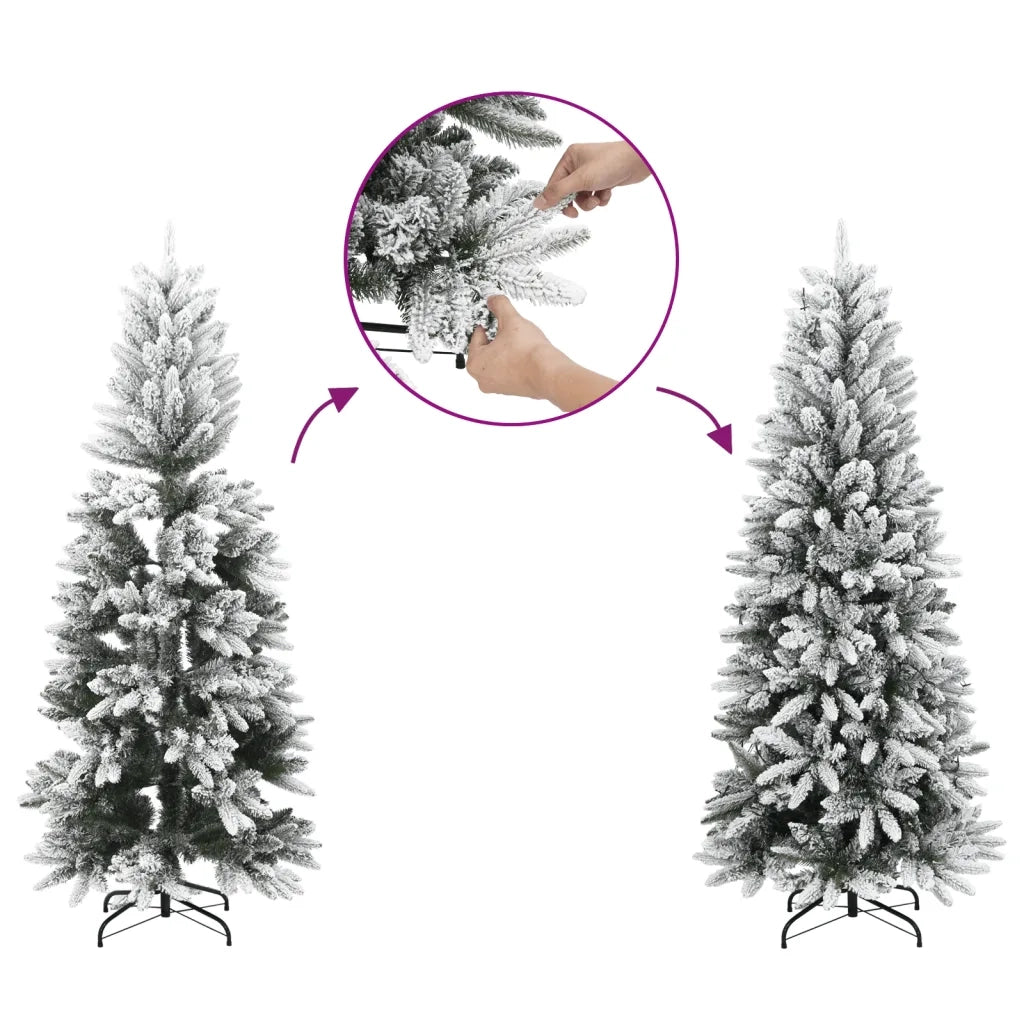 Albero Natale Artificiale Incernierato con Neve Fioccata 120 cm