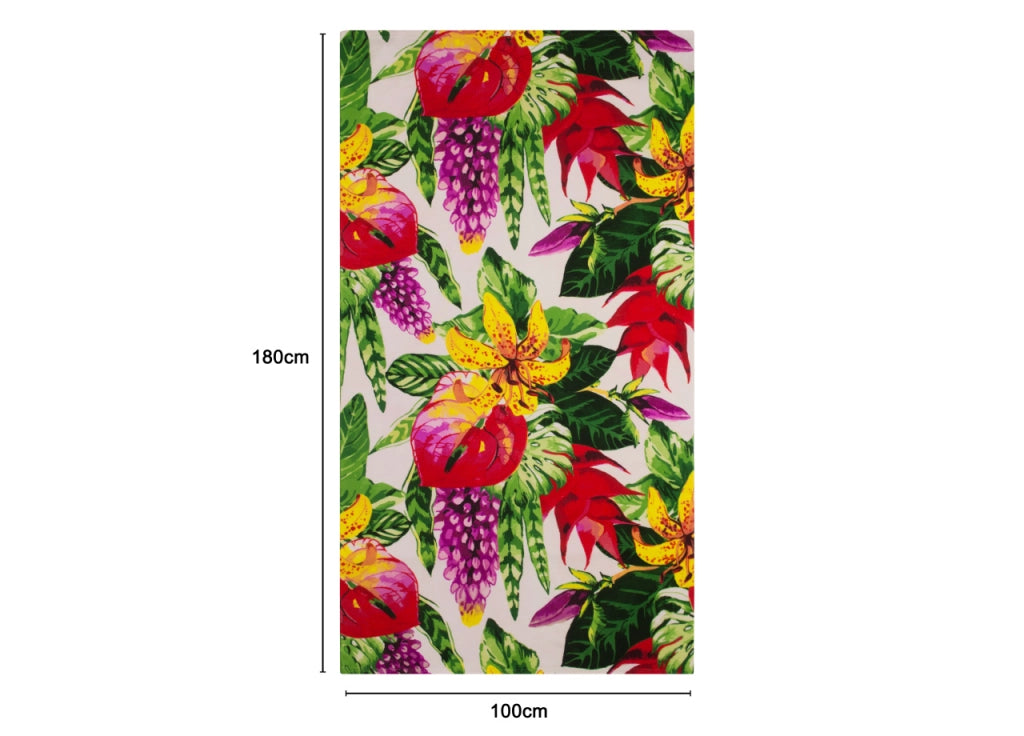 Telo Mare Grande 100x180 Spugna Spiaggia Piscina Maui Flower D15