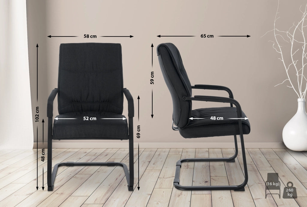 Sedia Anubis XXL in tessuto nero/nero
