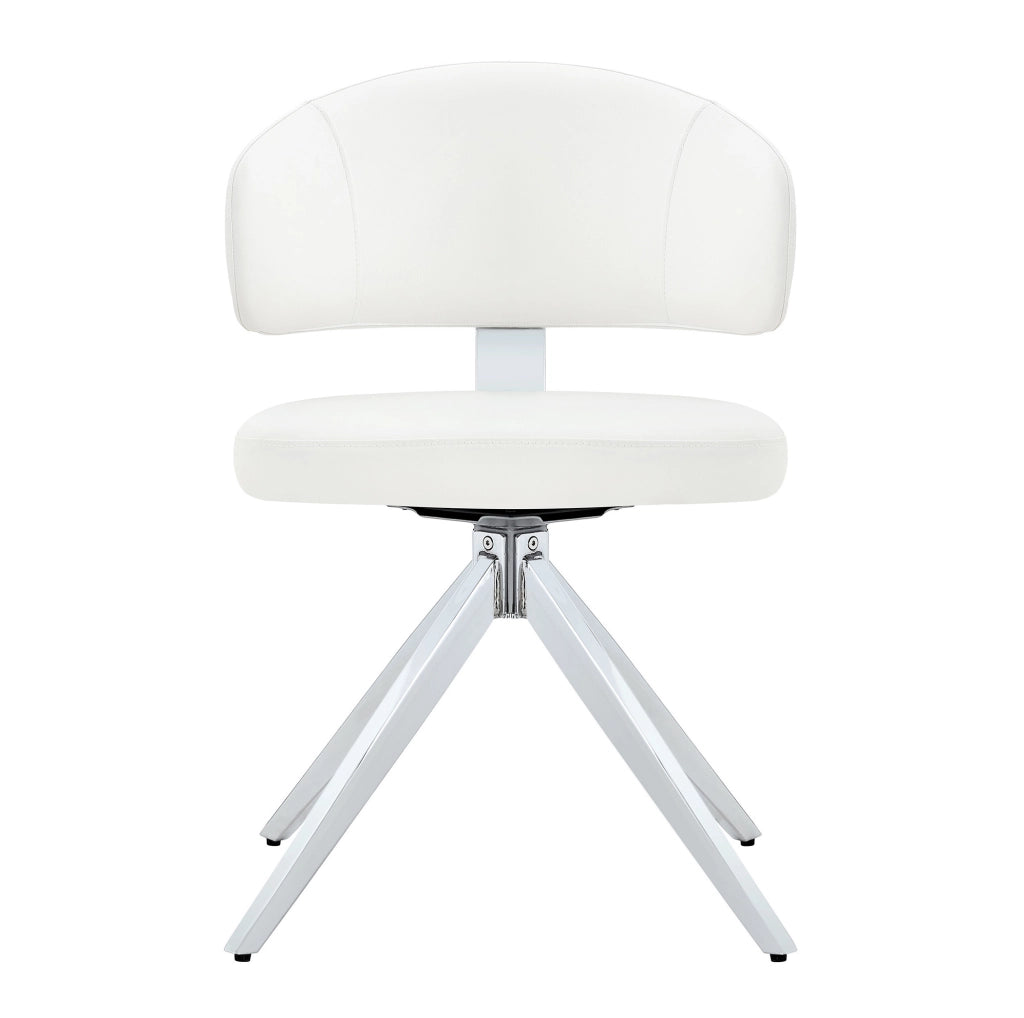 Set di 2 sedie girevoli con schienale curvo in PU bianco