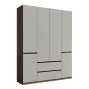 Armadio NUBIA 180 cm noce e grigio – 6 porte a battente con 2 cassetti