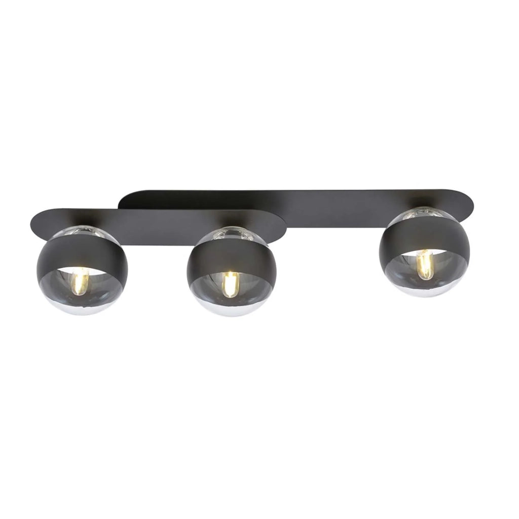 Plafoniera Minimal Teia Acciaio Nero 3 Luci E14 Ip20