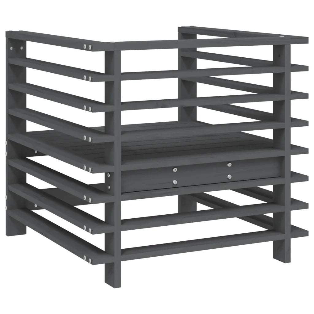 Sedia da patio-Sedie da Giardino 2pz Grigie in Legno Massello Pino 861548