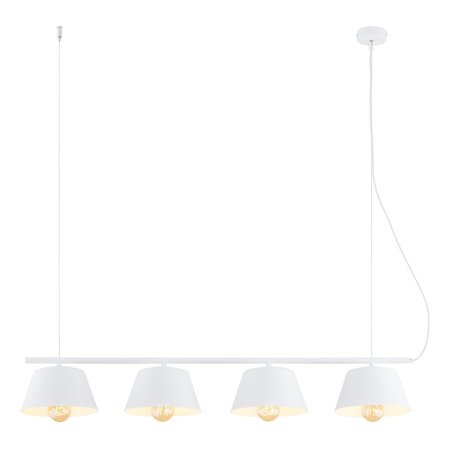 Sospensione Moderna 4 Luci Gelato In Acciaio Bianco