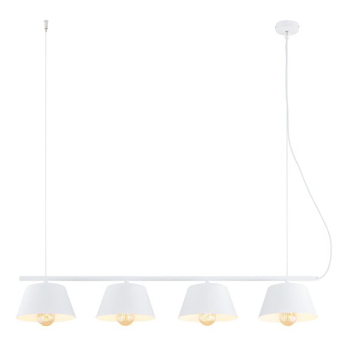 Sospensione Moderna 4 Luci Gelato In Acciaio Bianco