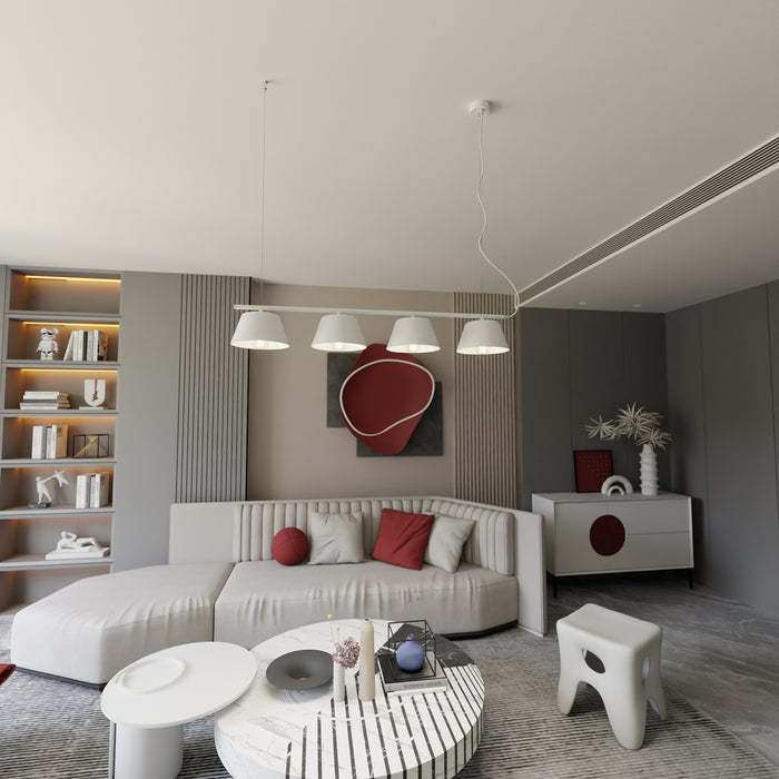 Sospensione Moderna 4 Luci Gelato In Acciaio Bianco