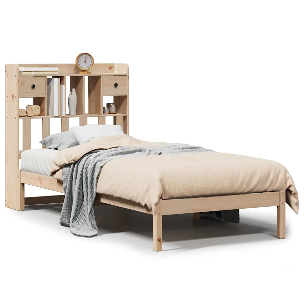 Letto Libreria senza Materasso 90x190 cm Legno Massello Pino