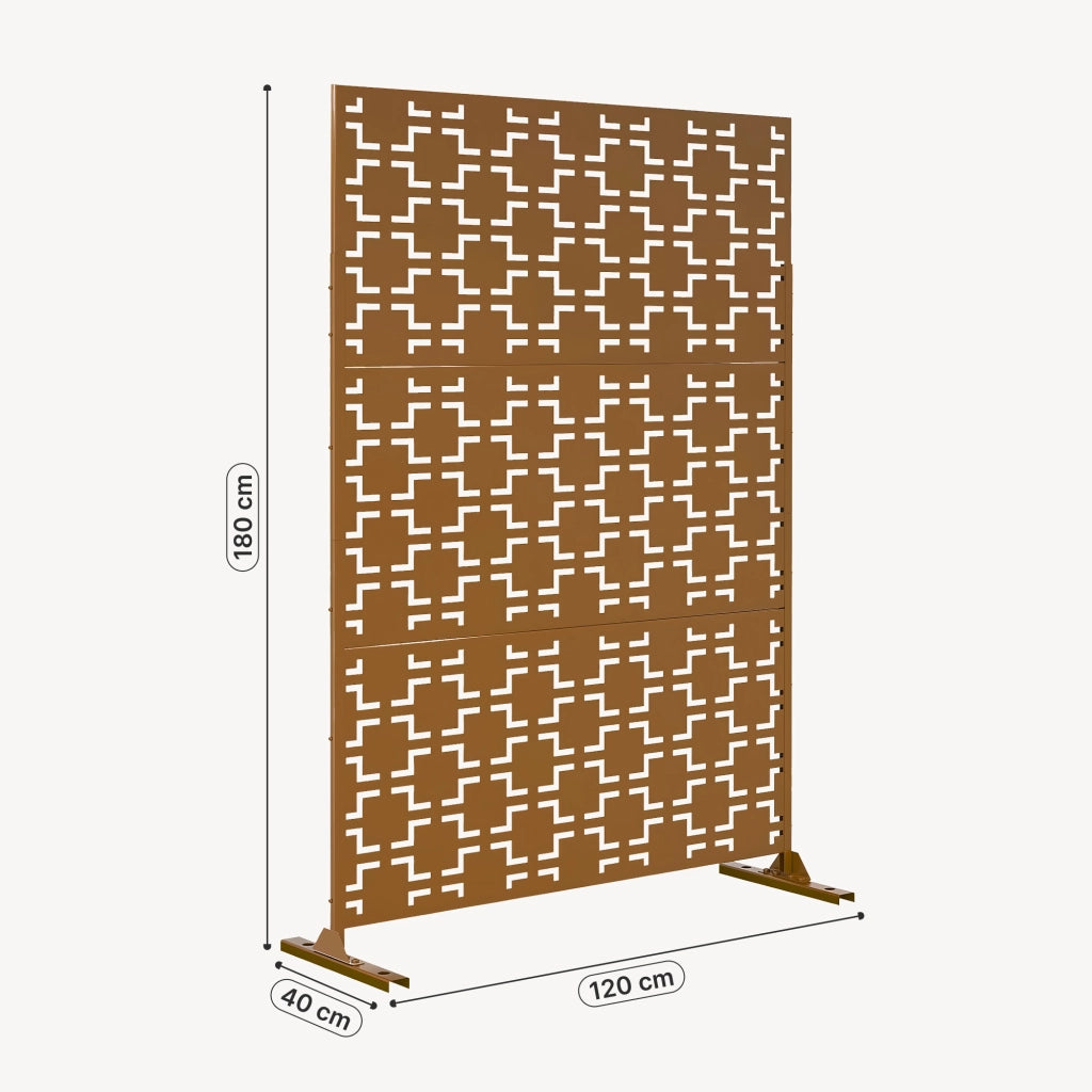 Pannello Divisorio Basciano Struttura Traforata in Acciaio 180 x 120 cm - Marrone casa.pro