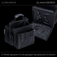 GlamSeries GlamCarrier Borsa porta trucchi con ampio spazio, trousse pieghevole per cosmetici con manico e tracolla, pochette da lavoro ideale per truccatori e parrucchieri