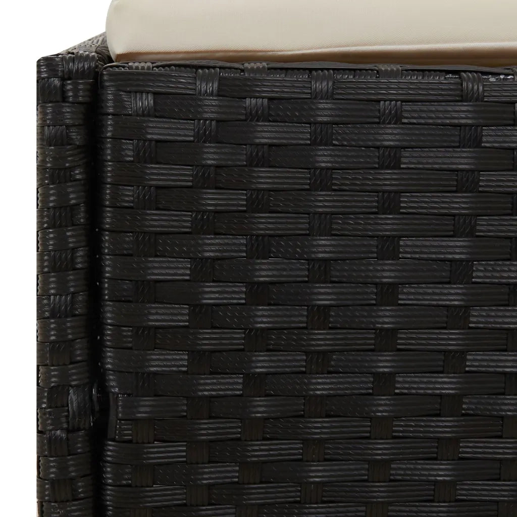 Lettino con Tettuccio Pieghevole Nero 200x114x128 cm Polyrattan 362273