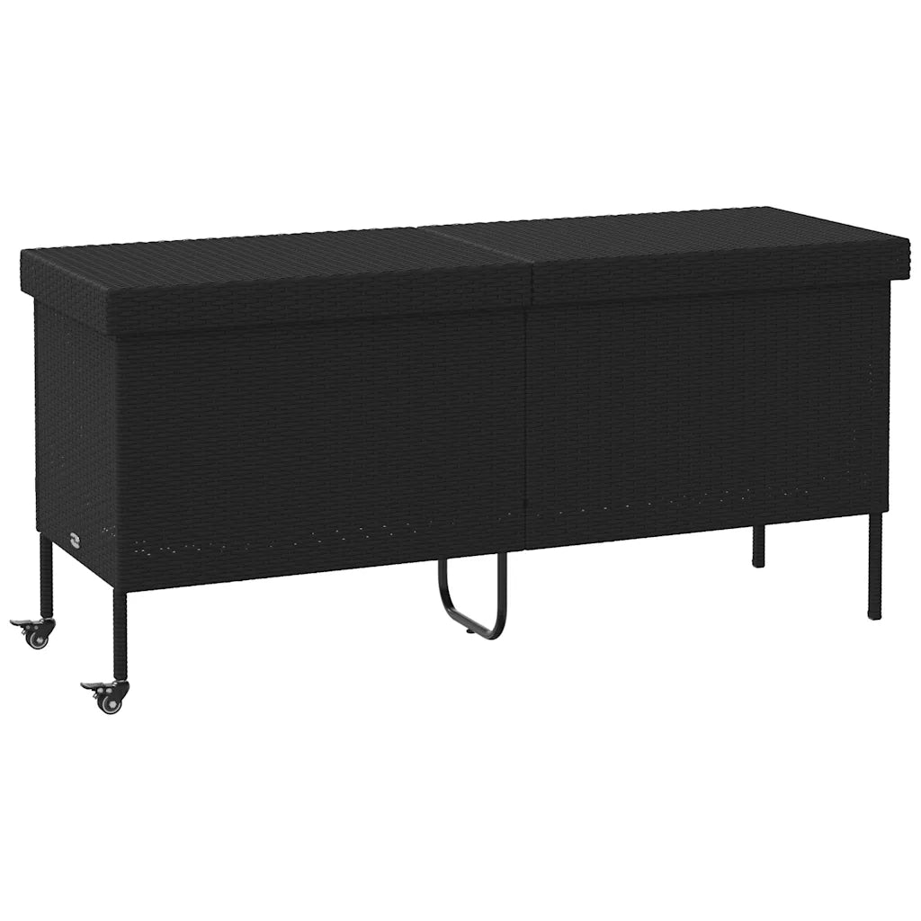 Contenitore da Giardino con Ruote Nero 160x55x75 cm Polyrattan CFW6398681