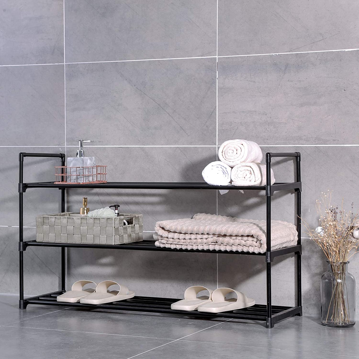 Scarpiera Valora LSA303B02 in acciaio nero per corridoio