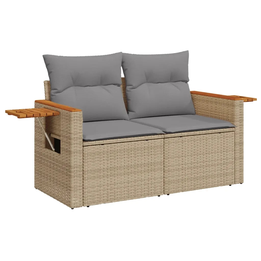 Divano da Giardino con Cuscini a 2 Posti Beige in Polyrattan 366110
