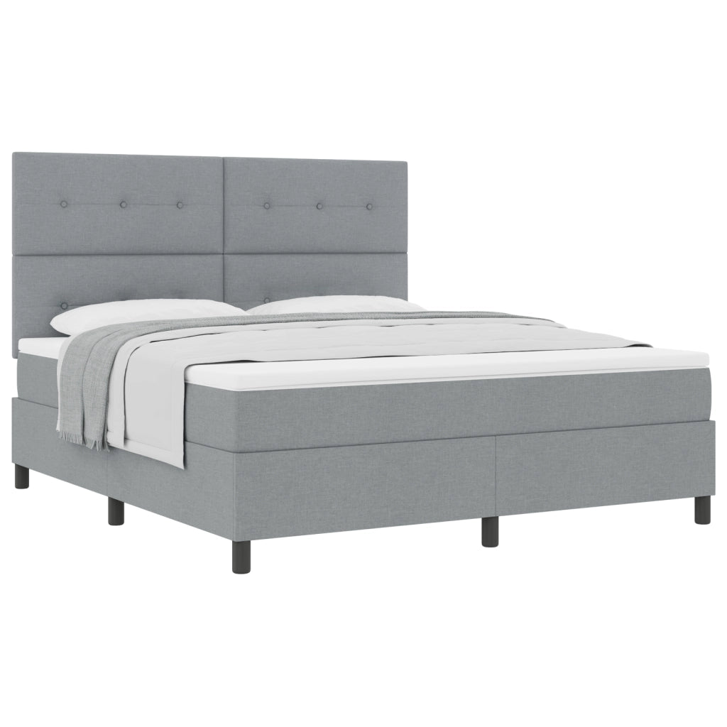 Letto con box spring con materasso grigio chiaro in tessuto