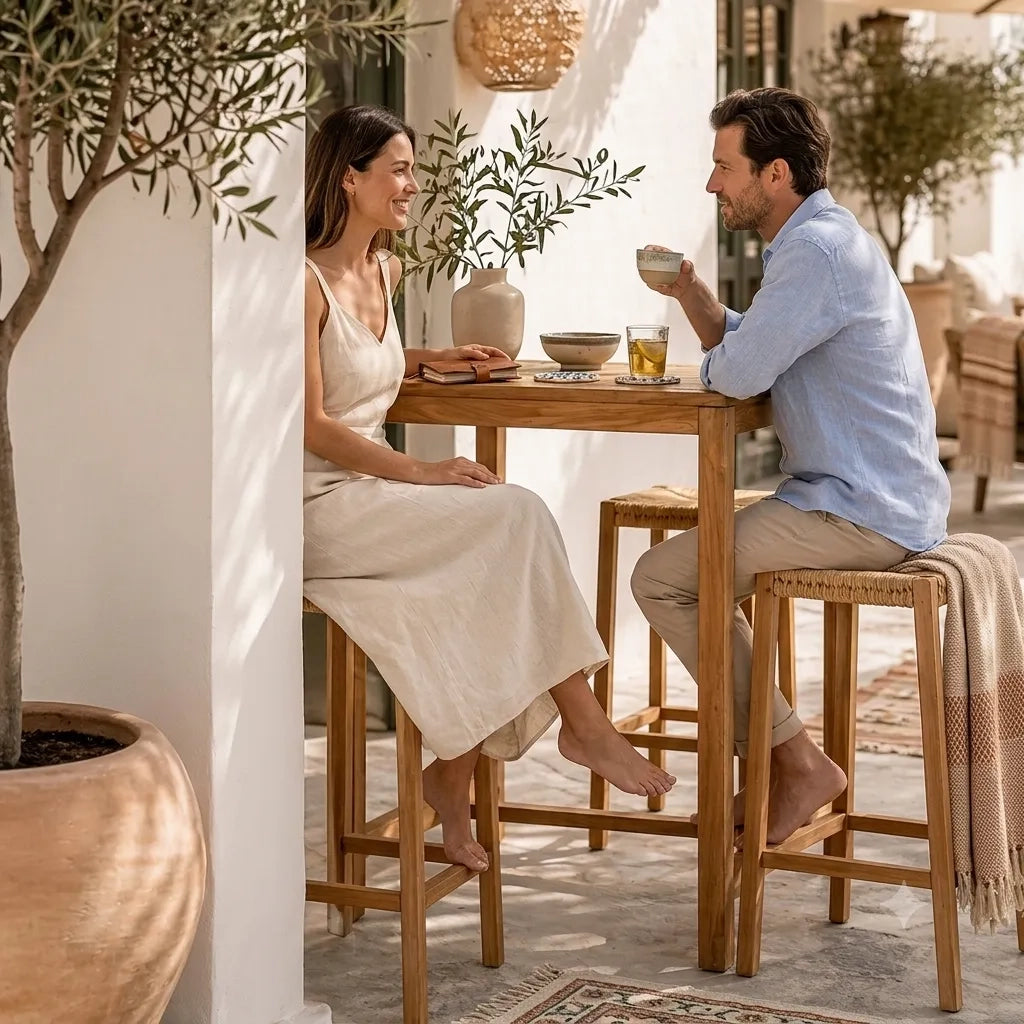 Tavolo Bar da Giardino 70x70 cm in Legno Teak Massello