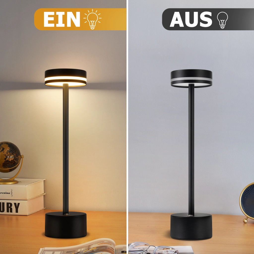 ZMH Lampada da tavolo LED nera set 2 pezzi H32cm per comodino camera letto